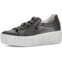 Gabor Plateausneaker GABOR, Damen, Gr. 37, anthrazit, Kalbsleder, metallic, Schuhe Plateausneaker, Freizeitschuh, Halbschuh, Schnürschuh mit Best Fitting-Ausstattung