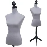 MCW Schneiderpuppe MCW-Q24, Schaufensterpuppe Torso weiblich, Schaumstoff, abnehmbarer Bezug, MVG-zertifiziert ~ grau