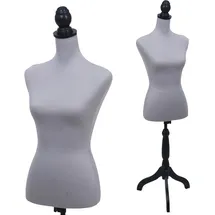 MCW Schneiderpuppe MCW-Q24, Schaufensterpuppe Torso weiblich, Schaumstoff, abnehmbarer Bezug, MVG-zertifiziert ~ grau