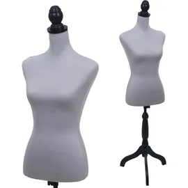 MCW Schneiderpuppe MCW-Q24, Schaufensterpuppe Torso weiblich, Schaumstoff, abnehmbarer Bezug, MVG-zertifiziert ~ grau