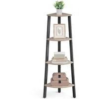 VASAGLE Eckregal, Bücherregal mit 4 Ebenen, Leiterregal, Aufbewahrungsregal, Pflanzenregal für Wohnzimmer, Industrial-Design, mit Stahlrahmen, Greige-schwarz LLS034M01