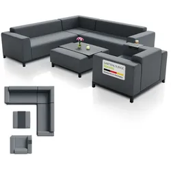 Juskys Premium Gartenmöbel Lounge Sorano - Designer Set mit Sofa, Sessel & Hocker - Stoff Anthrazit
