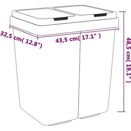 vidaXL Duo Mülleimer 2x25 l Anthrazit