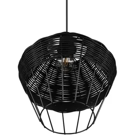 Trio Borka 1-flg. 30 cm rund Schwarz/Rattan