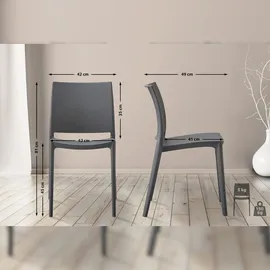 CLP Gartenstuhl Meton Stapelstuhl 42 x 42 x 81 cm dunkelgrau 2 St.