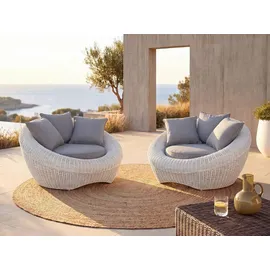 vente-unique Gartensessel 2er-Set Loungemöbel Elfenbeinweiß