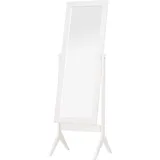 HOMCOM Standspiegel Eleganter Ganzkörperspiegel mit erhöhten Füßen, Pflegeleichtes MDF, Weiß, 47x46x148cm für Schlafzimmer & Flur   Aosom.de