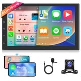 Hodozzy 2GB+64GB Autoradio 8 Kern 2 Din Bildschirm Android Navi 7 Zoll IPS Touchscreen Autoradio mit DSP Carplay Android Auto Mirror Link WiFi GPS Bluetooth FM RDS Radio Receiver Kamera USB