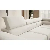Selsey Stevil - L-Sofa mit Schlaffunktion, Bettkasten, Ottomane rechts, Veloursbezug Hellbeige