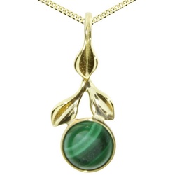 OSTSEE-SCHMUCK Kette mit Anhänger – Blüte – Gold 333/000 – Malachit (2-tlg) gelb|goldfarben