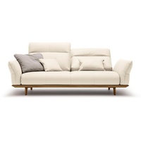 hülsta sofa 3-Sitzer hs.460, Sockel in Nussbaum, Füße Nussbaum, Breite 208 cm weiß