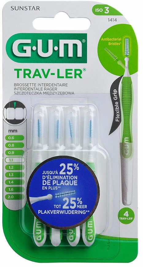 Gum Proxabrush Trav-ler brossette interdentaire 1.1 mm 4 pc(s) brosse(s) à dents