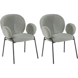 Beliani Esszimmerstuhl 2er Set ELY Bouclé Hellgrün