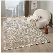 Vimoda Teppich Wohnzimmer Teppich Schlafzimmer 3D Effekt modern Weich kurzflor Wellenmuster Qualitativ,Maße:80x150 cm;Farbe:Taupe