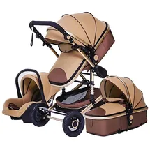 TPFLiving Kombi-Kinderwagen 3in1 Set - Modell 2 Stoff - Khaki