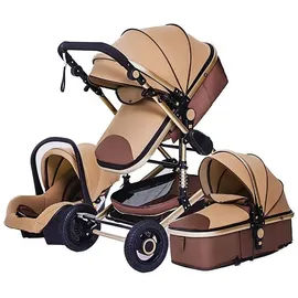 TPFLiving Kombi-Kinderwagen 3in1 Set - Modell 2 Stoff - Khaki