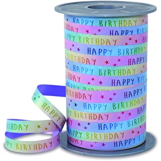 Präsent Geschenkband RAINBOW BIRTHDAY PASTELL matt Regenbogen 10 mm x 200 m