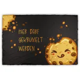 Finest Folia Schieferplatte Brotzeit 30x20cm Servierplatte beschriftet Dekoration zum servieren Deko Untersetzer Schiefer Buffet Essen wasserfest RVX001 (04 Krümel)