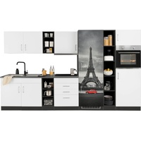 Held MÖBEL Küchenzeile Paris, mit E-Geräten, Breite 340 cm, mit großer Kühl-Gefrierkombination