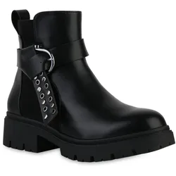 Damen Biker Boots in Schwarz