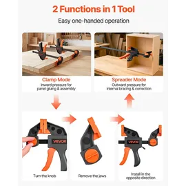 Vevor Einhandzwinge Holz/ABS 15,24 & 30,48 cm orange/schwarz 70 kg Klemmkraft 8er-Pack