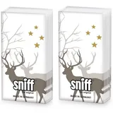 20 einzelne Taschentücher Tiere Hirsche im Schatten. 2 Packungen mit 10 einzelnen Papiertaschentücher bedruckt als Geschenk.