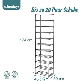 Relaxdays Schuhregal 45 x 174 x 30 cm Stecksystem / Schwarz