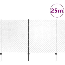 vidaXL Zaun mit Pfosten 1,4 x 25 m Grau/Stahl