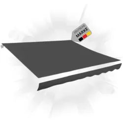 DELUKE® Markisenbespannung Markisenstoff Wasserabweisend Reißfest Anthrazit, für 350x250cm Rahmen Markise mit Volant Markisen Ersatzstoff Markisentuch
