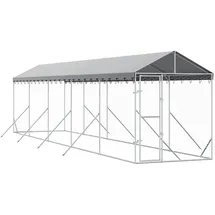 vidaXL Outdoor-Hundezwinger mit Dach 2 x 10 x 2,5 m Stahl Silber