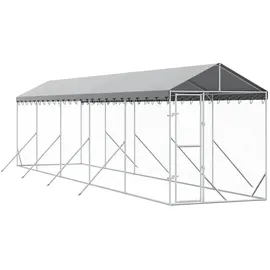 vidaXL Outdoor-Hundezwinger mit Dach 2 x 10 x 2,5 m Stahl Silber