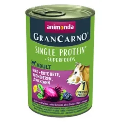 animonda GranCarno Single Protein Superfoods Rind & Rote Bete, Brombeeren, Löwenzahn 12x400 g