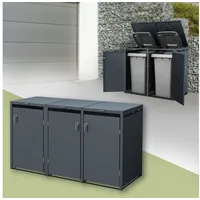 ML-DESIGN Mülltonnenbox Müllbox aus Stahl wetterfest mit Klappdeckel/Tür Mülltonnecontainer, Mülltonnenbox für 3 Tonne 240L 200x80x116,3cm Anthrazit schwarz