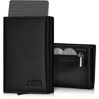 AISIR Wallet, Geldbörse Herren, Mini Geldbeutel Herren und Damen mit RFID, 8 Fächer für Kreditkarten, Slim Wallet mit Münzfach, Kartenetui Herren (Schwarz)