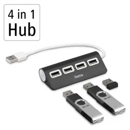 Hama USB-Hub 4 Ports USB 2.0 480 MBit/s Schwarz