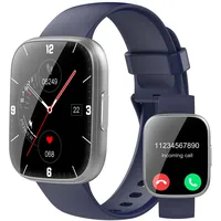 Puqo Smartwatch für Herren und Damen, 1,95 Zoll Smartwatch, Anrufannahme/Anrufannahme, 112 Sportmodi Fitness Tracker mit Schrittzähler/Schlaf/Herzfrequenzmesser, IP68 Smart Watch (Dunkelblau)