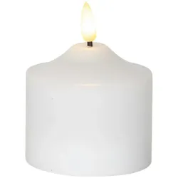 LED Kerze Flamme Echtwachs warmweiße 3D Flamme H: 9,5cm Batterie Timer weiß