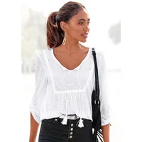 Buffalo Strandshirt, mit Stickerei und Quasten, Tunika, 3/4-Arm, Blusenshirt