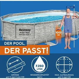 BESTWAY Power Steel Swim Vista Series Set 427 x 250 x 100 cm steinwandoptik inkl. Filterpumpe