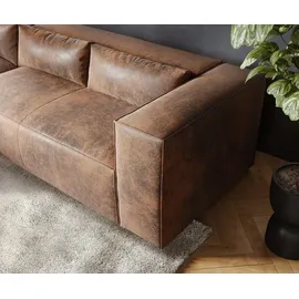 DeLife Eckcouch Brom 260x175 cm Lederimitat Braun Recamiere links - Braun