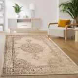 Paco Home Teppich Wohnzimmer Schlafzimmer Kurzflor Vintage Orientalisch Abstraktes Muster Beige, Grösse:240x340 cm