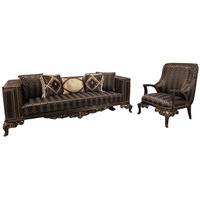 JVmoebel Sofa, Klassische braune Sofagarnitur 3+1 Sitzer luxus Möbel Set blau