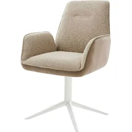 DeLife Drehstuhl Zoa-Flex Materialmix Schlamm Fußkreuz Weiß 360° drehbar Wippfunktion Taschenfederkern