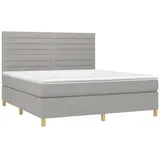 vidaXL Boxspringbett mit Matratze Hellgrau 160x200 cm Stoff