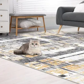 luxuskollektion Teppich Flauschig Gelb Grau 160x230 Moderner Schwamm