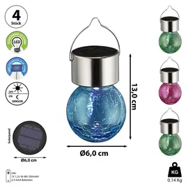 Cepewa Solarleuchten Crackle 9x11cm - Garten - Solar - LED Solarleuchte bunt)