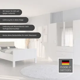 Rauch Schlafzimmer-Set RAUCH "Komplettschlafzimmer Schlafzimmer EVELYN", weiß (alpinweiß), Bett 100x200cm + ohne Matratze, B/H: 100cm x 200cm, Bett 100x200cm, Holzwerkstoff, Schlafzimmermöbel-Sets, Schrank und Bett in 2 Breiten, Nachttisch mit Paneel MADE IN