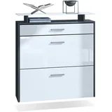 Vladon Schuhschrank, Weiß Hochglanz, Holzwerkstoff, 89x96x23 cm, Garderobe, Schuhaufbewahrung, Schuhkipper
