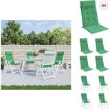 Hochlehner-Auflagen 4 Stk. Grün Oxford-Gewebe - Hochlehner Auflagen - Gartenstuhlkissen - Outdoor Kissen - Sitzkissen - Wasserfeste Kissen