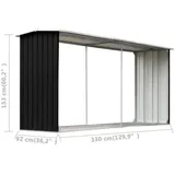 vidaXL Brennholzlager Verzinkter Stahl 330 x 92 x 153 cm Braun